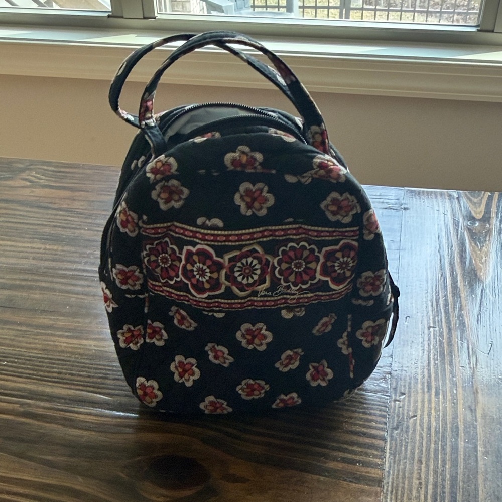 Vera Bradley Black and Red Floral Lunch/Cosmetic Bag